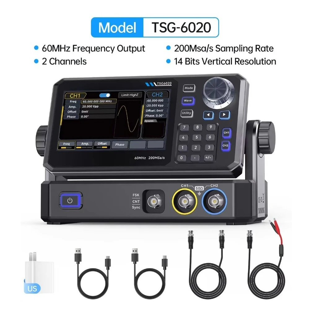 TSG6020 60 МГц двухканальный г – обзор и цена Dual Channel Arbitrary Waveform Function Generator 60Mhz