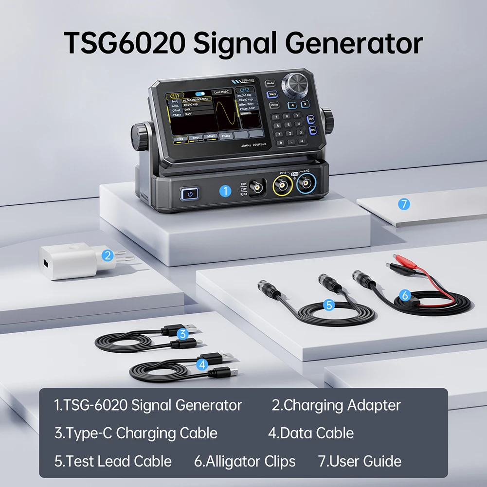 TSG6020 60 МГц двухканальный г – обзор и цена Dual Channel Arbitrary Waveform Function Generator 60Mhz
